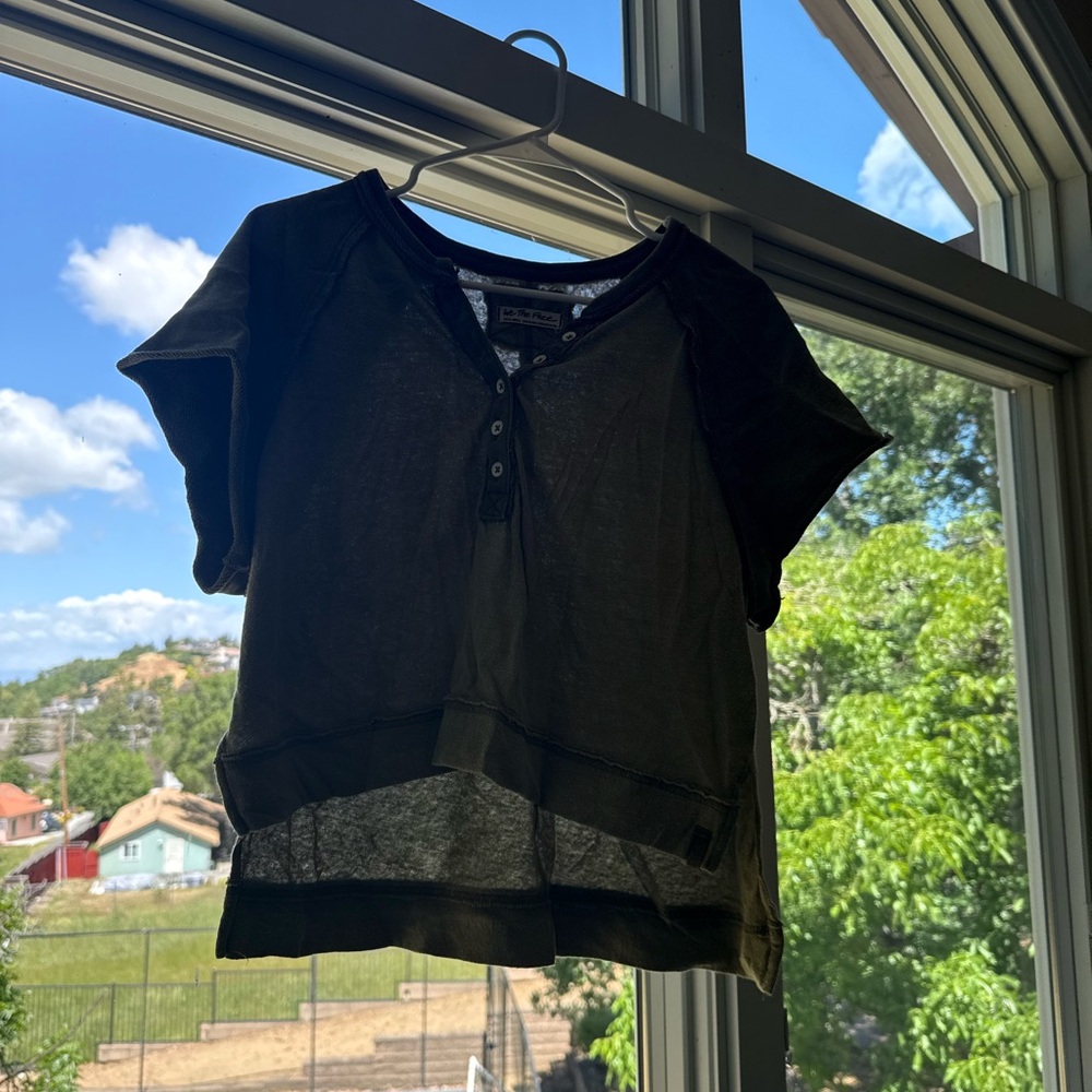 Free People Green Crop Relaxed T
